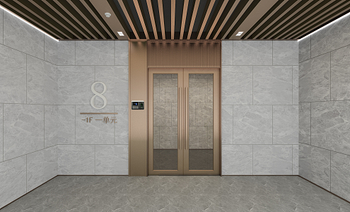 Light Luxury Door Basement Elevator Room 3d model