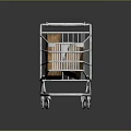 Retail Shopping Cart With Stacked Cardboard Boxes For Storage And Transport