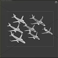 Various Commercial Airplanes From Different Airlines With Distinct Liveries On White Background