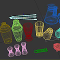 Stainless Steel Barware Set Including Cocktail Shaker Measuring Cups Strainer And Mixing Spoons