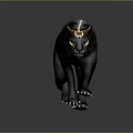 Black Panther With Yellow Eyes Walking On Gray Background Displaying Sharp Paws 3d model