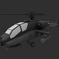 Black Military Attack Helicopter With Rotor Cockpit Weapon System And Side Missiles