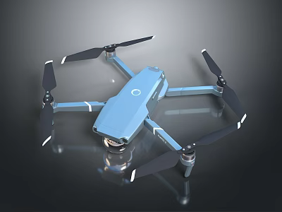 Modern Blue Drone With Four Rotors Camera And Sleek Design 3d model