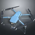 Modern Blue Drone With Four Rotors Camera And Sleek Design 3d model