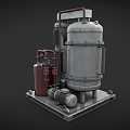 Industrial Mechanical Equipment With Large Cylindrical Tank Motor Pipes And Control Panel