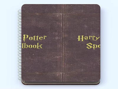 Harry Potter Themed Notebook With Dark Brown Cover Spiral Binding And Golden Text 3d model