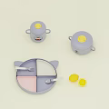 Cute Light Purple Tableware Set With Cat Ear Divided Plate Fork Spoon And Yellow Lid 3d model