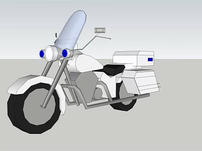 Sleek White Motorcycle With Transparent Windshield Blue Headlights Black Seat And Storage Boxes 3d model
