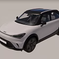 White Modern Compact Car With Black Roof Sleek Design And Stylish Black Wheels