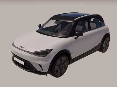 White Modern Compact Car With Black Roof Sleek Design And Stylish Black Wheels 3d model