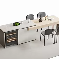 Modern Bar Counter Design With Marble Top Wine Cooler Black Chairs And Fruit Bowl