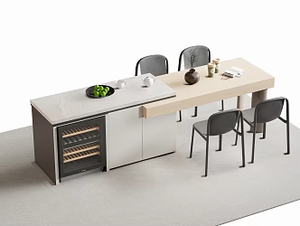 Western Kitchen Bar Nakajima Dining Table and Chair Dining Island Table 3d model