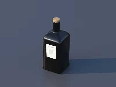 Modern Display Shelf Featuring Black Bottle With Cork Stopper And White Label 3d model
