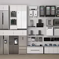 Modern Kitchen Interior Featuring Refrigerators Freezers and Kitchen Appliances With Cabinets 3d model