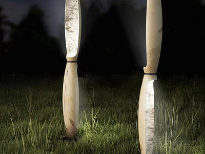 Modern Outdoor Lights With Elegant Design Illuminating Grass Garden At Night 3d model