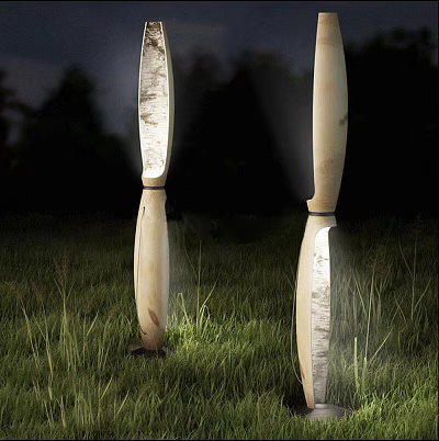 Modern Outdoor Lights With Elegant Design Illuminating Grass Garden At Night 3d model