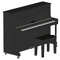 Modern Black Upright Piano With Matching Bench For Home Interior Design