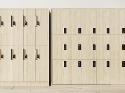 Elegant Modern Light Wooden Entryway Cabinet And Side Cabinet With Minimalist Design And Sleek Handles 3d model