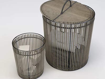 Stylish Metal Wire Storage Baskets in Two Sizes with White Items Inside 3d model
