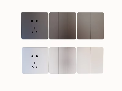 Modern Switch Panels with Dark Light Gray Designs Socket and Double Switch Options 3d model