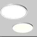 Two Round Modern LED Ceiling Lights Mounted On White Ceiling With Simple Design