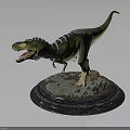 Realistic Dinosaur Figure With Green Yellow Body Open Mouth Standing On Base