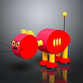 Commercial Equipment Red Cartoon Cat Design With Yellow Ears Legs Wheels And Antenna