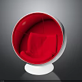 Modern Spherical Accent Chair With Red Interior And White Base Stylish Design
