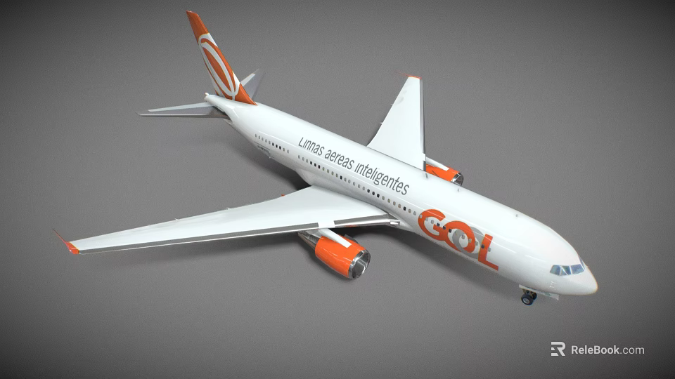 GOL Airlines Passenger Airplane With White Body Orange Tail And Engines Livery Design 3d model 