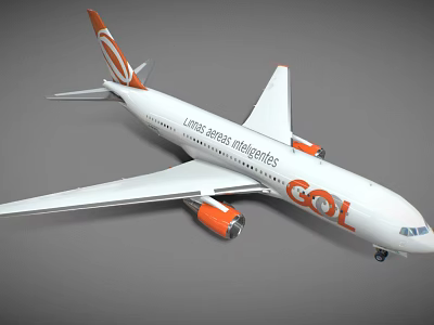 GOL Airlines Passenger Airplane With White Body Orange Tail And Engines Livery Design 3d model