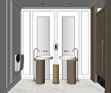 Light Luxury Toilet Hotel Public Toilet Restroom Column Basin 3d model