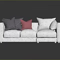Modern White L Shaped Sofa Design With Colorful Gray Purple Pink Pillows