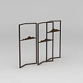 Modern Room Divider Screen With Black Frame And Mountain Shaped Decorations 3d model