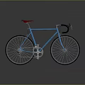Blue Road Bicycle with Red Seat Black Handlebars and Modern Sleek Design