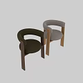 Modern Solid Wood Dining Chair With Soft Light Grey Fabric Upholstered Seat And Curved Backrest