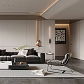 Modern Living Room Interior With Gray Sofa Brown Armchair Floor Lamp And Coffee Table