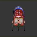 Colorful Commercial Rickshaw Featuring Blue Decorated Canopy Red Green Body Seat And Pedals