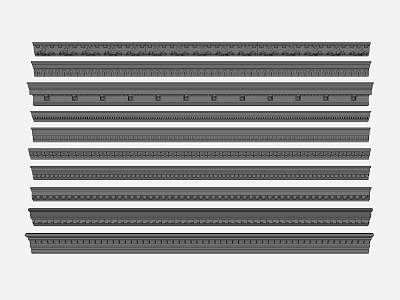 Various Decorative Crown Molding Styles for Interior Design Applications 3d model