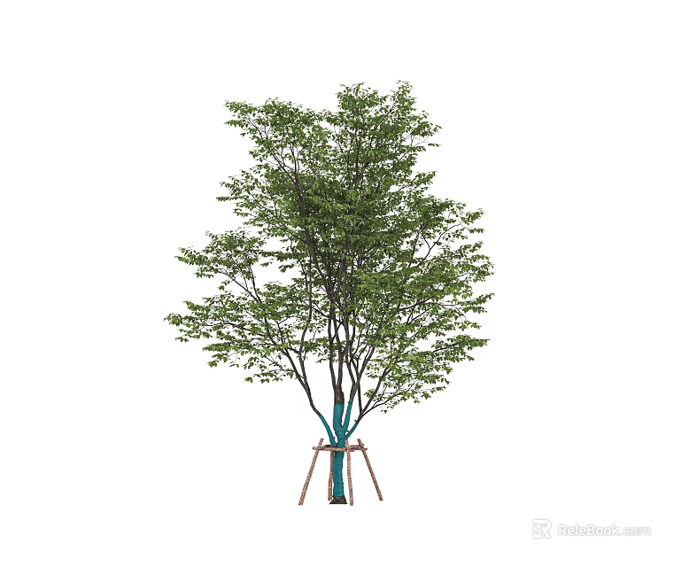 Tall Arbor With Lush Green Foliage And Sturdy Support Tripod Structure 3d model