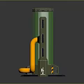Green Transparent Cylinder Industrial Device With Control Panel And Orange Hose