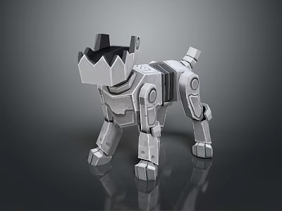 Robotic Dog Character With Geometric Design 3D Model And Metallic Mechanical Structure 3d model