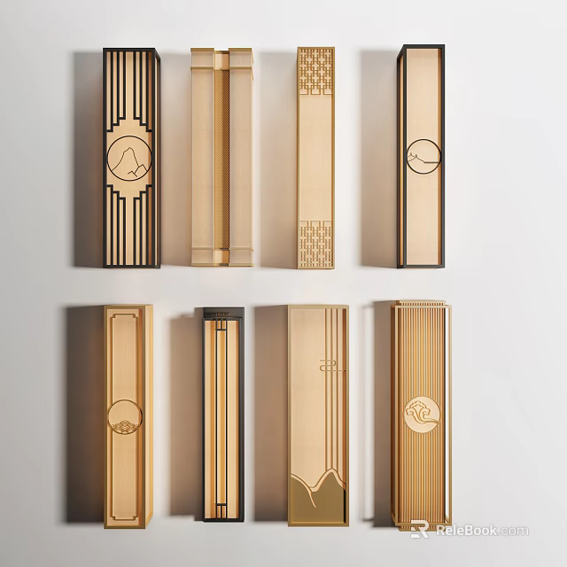 Stylish Wooden Wall Lamps With Diverse Decorative Patterns And Modern Designs 3d model 