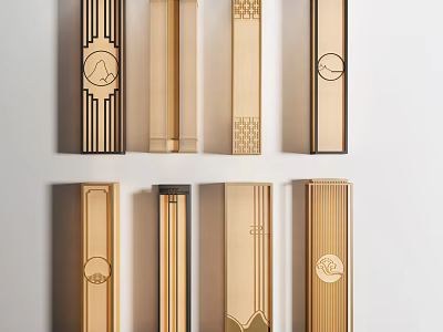 Stylish Wooden Wall Lamps With Diverse Decorative Patterns And Modern Designs 3d model