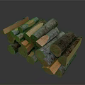 Natural Stacked Firewood Logs For Household Cooking And Warmth Supply