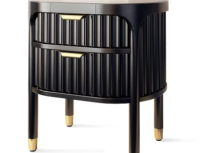 Modern Black Entryway Console Cabinet With Vertical Slat Design Gold Handles And Legs 3d model