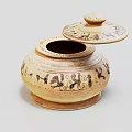 Ancient Traditional Clay Pot With Ornate Lid And Detailed Animal Motifs