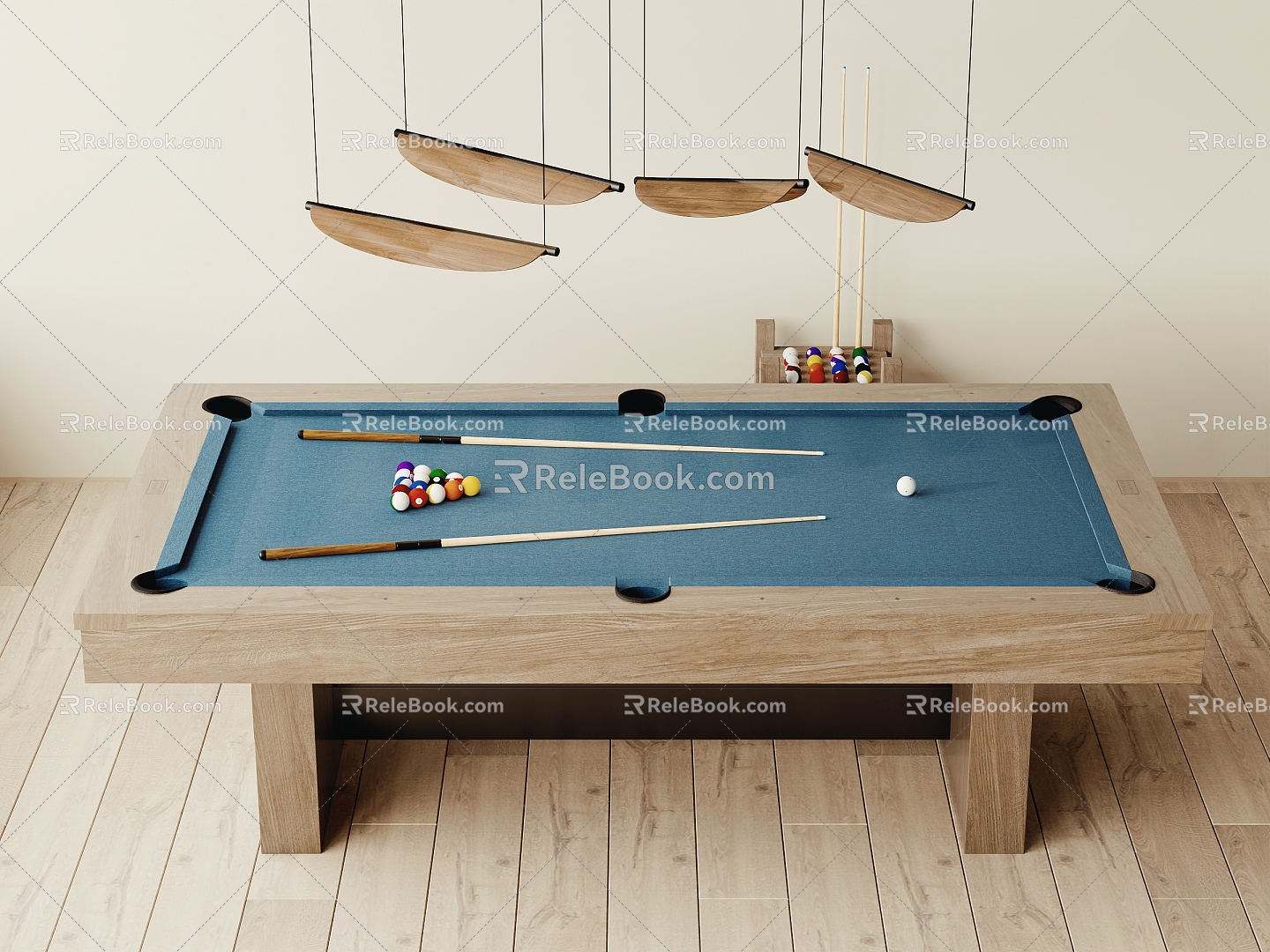 billiard table chandelier 3d model