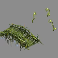 Artistic Green Vines with Twisted Curly Structure and Glowing Small Lights