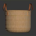 Small Animal Basket With Orange Woven Design And Red Carry Handles