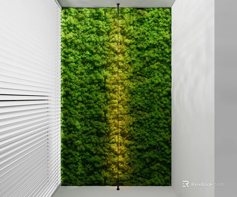 Indoor Green Living Wall Design With White Panel And Natural Foliage 3d model 